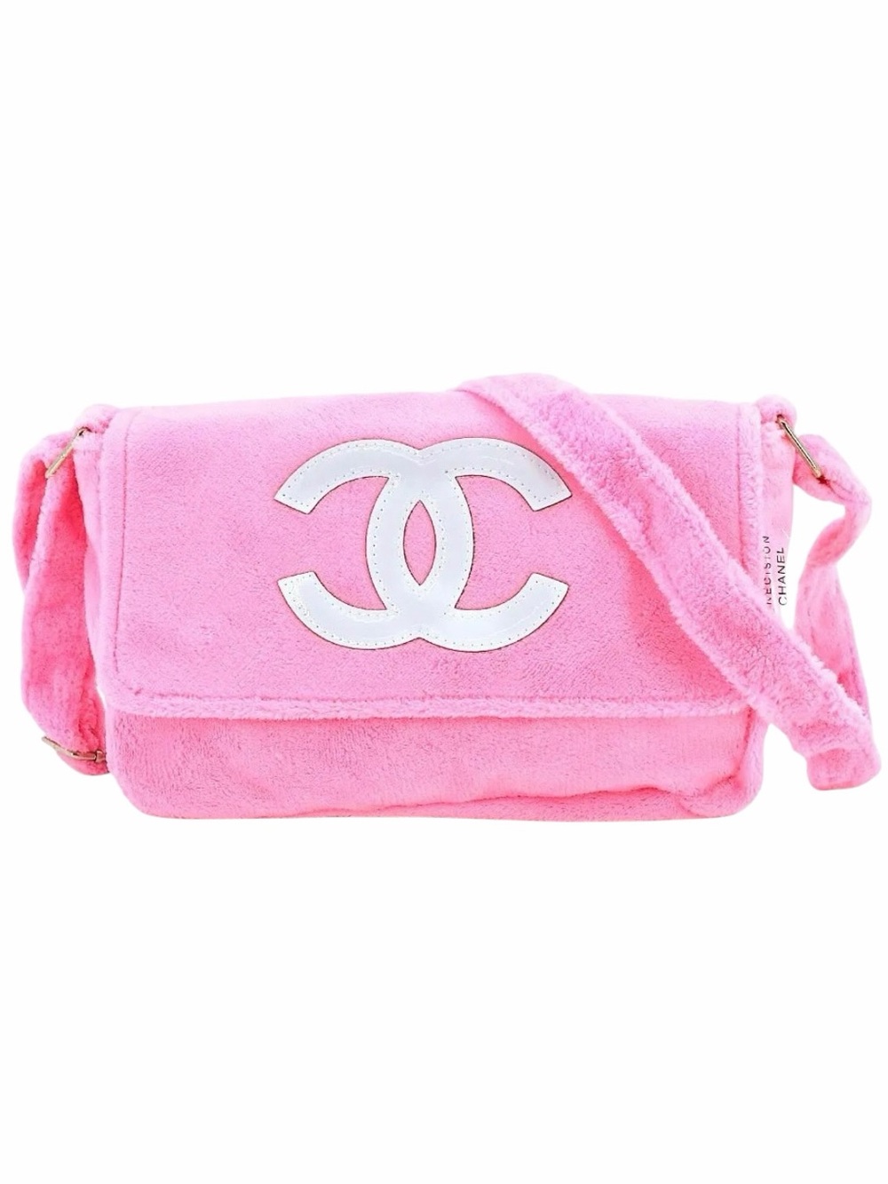 CHANEL Precision Pink Terrycloth CC Logo VIP Gift Crossbody Bag Y2K
